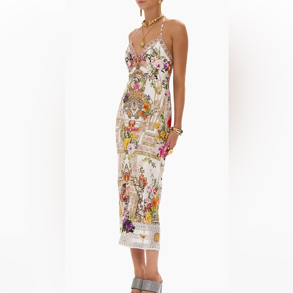 NWT Camilla Silk Egyptian Chain Open Back Size Small Gold Rose
